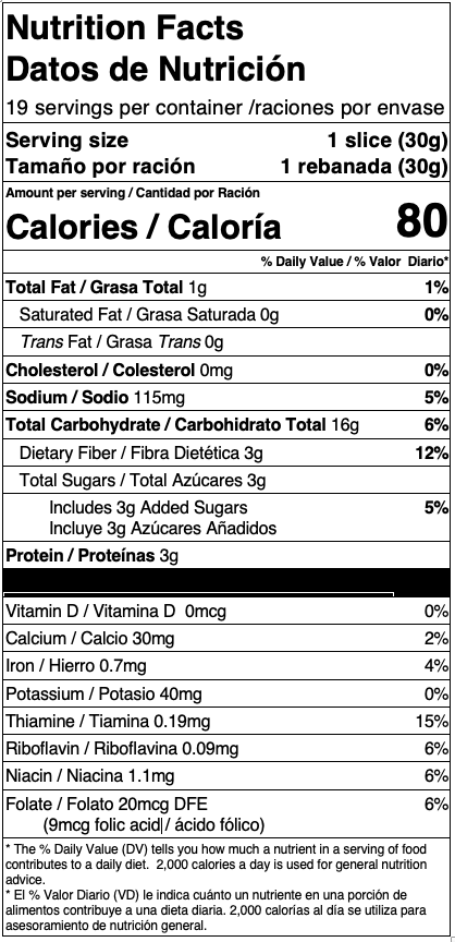 Nutrition Facts / Datos de Nutrición